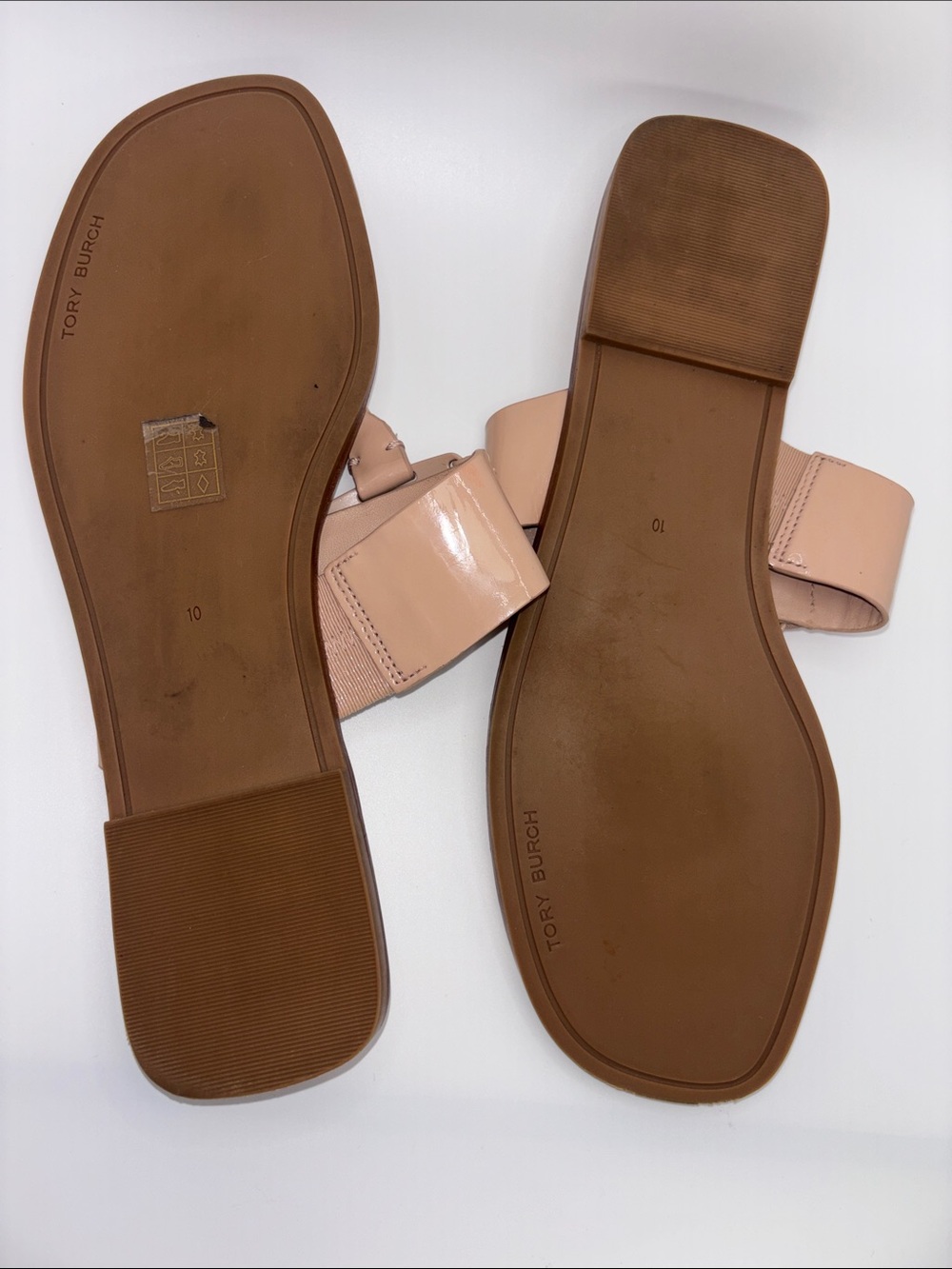 Tory Burch Patent Leather T-Strap Sandals in Nude Blush - Picture 7 of 8